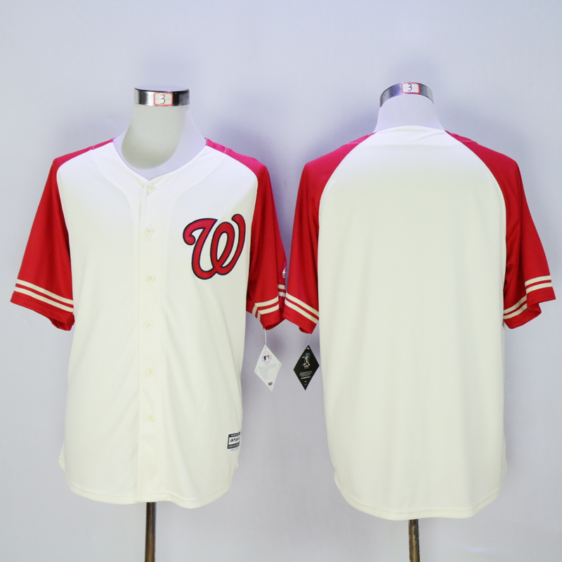 Men Washington Nationals Blank Cream White MLB Jerseys